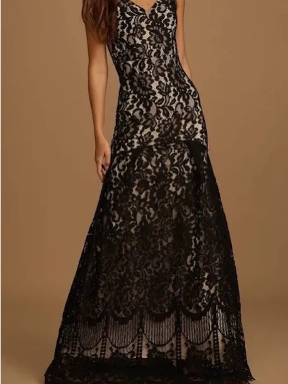 Lulu's Flynn Black Lace Maxi Dress XS